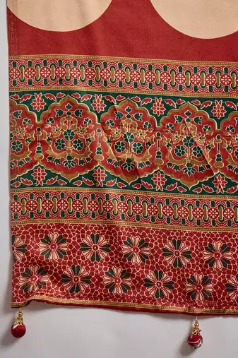 Green color Pre Pleated semi modal saree with unstitched designer blouse