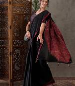 Black color ready to wear semi modal saree with unstitched designer blouse