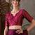 Wine color ready to wear semi modal saree with unstitched designer blouse