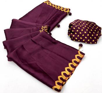 Wine color Pre Pleated semi modal saree with unstitched designer blouse 5
