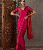 Pink color ready to wear semi modal saree with unstitched designer blouse