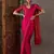 Pink color Pre Pleated semi modal saree with unstitched designer blouse