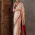 Cream color ready to wear semi modal saree with unstitched designer blouse