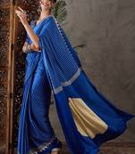 Blue color ready to wear semi modal saree with unstitched designer blouse