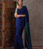 Blue color ready to wear semi modal saree with unstitched designer blouse