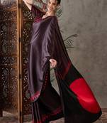 Black color ready to wear semi modal saree with unstitched designer blouse