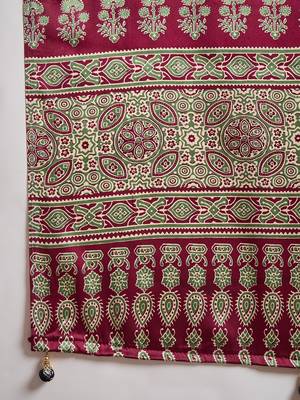 Red color Pre Pleated semi modal saree with unstitched designer blouse 2