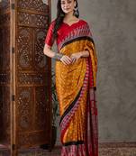 Yellow color ready to wear semi modal saree with unstitched designer blouse
