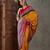 Yellow color ready to wear semi modal saree with unstitched designer blouse