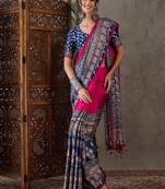 Pink color ready to wear semi modal saree with unstitched designer blouse