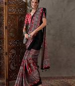 Black color ready to wear semi modal saree with unstitched designer blouse