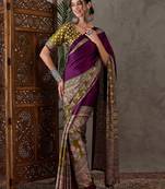 Wine color ready to wear semi modal saree with unstitched designer blouse