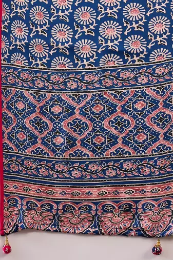 Pink color Pre Stitched semi modal saree with unstitched designer blouse