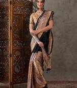 Light brown color ready to wear semi modal saree with unstitched designer blouse