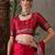 Red color ready to wear semi modal saree with unstitched designer blouse