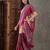 Cream color ready to wear semi modal saree with unstitched designer blouse