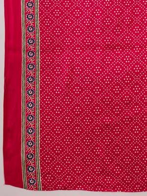 Pink color Pre Stitched semi modal saree with unstitched designer blouse 2