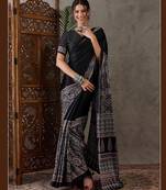 Black color ready to wear semi modal saree with unstitched designer blouse
