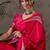 Pink color ready to wear semi modal saree with unstitched designer blouse