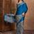 Blue color ready to wear semi modal saree with unstitched designer blouse