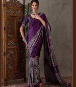 Purple color ready to wear semi modal saree with unstitched designer blouse