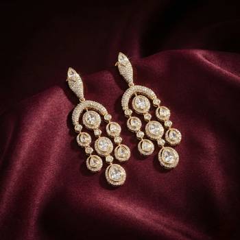 Moissanite Kundan CZ Dangler Earrings 1