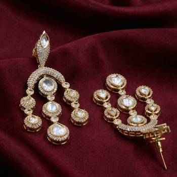 Moissanite Kundan CZ Dangler Earrings 2