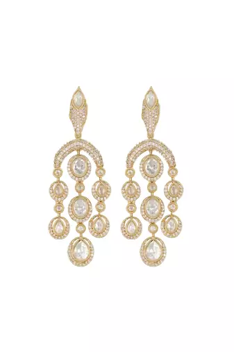 Moissanite Kundan CZ Dangler Earrings