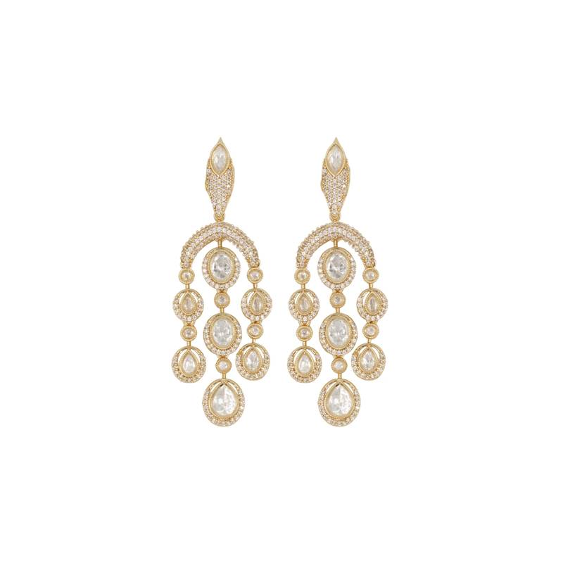 Moissanite Kundan CZ Dangler Earrings