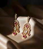 Moissanite Kundan Red Stone Danglers