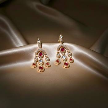 Moissanite Kundan Red Stone Danglers 2