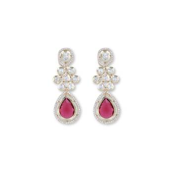 Moissanite Kundan Red Stone Dangler Earrings 2