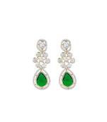 Moissanite Kundan Emerald Green Dangler Earrings