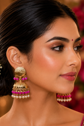 Traditional Gold Plated Punjabi Bell Jhumka Earrings
