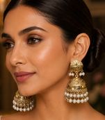 Heritage gold plated punjabi jhumka earrings