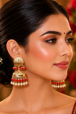 Festive wear punjabi gold plated jhumka earrings 1