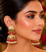 Festive wear punjabi gold plated jhumka earrings