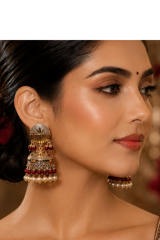 Timeless punjabi gold plated dome jhumka earrings 1