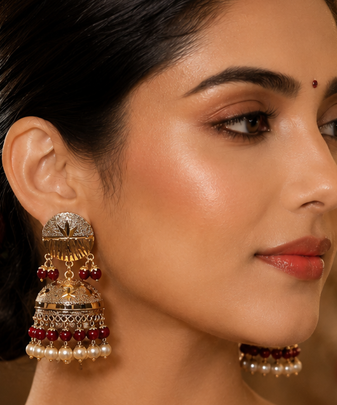 Timeless punjabi gold plated dome jhumka earrings