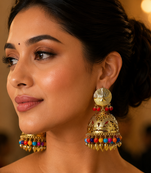 Elegant punjabi style gold plated jhumka earrings