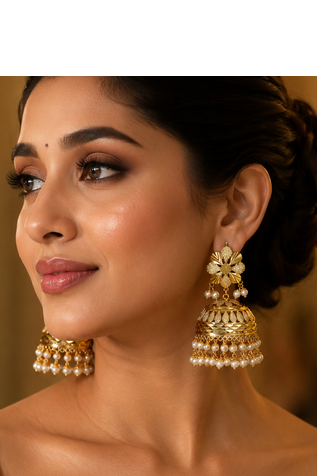 Grand heritage gold plated punjabi jhumka earrings 1