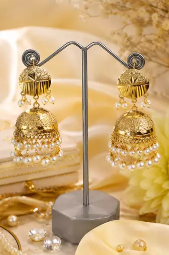 Heritage gold plated punjabi jhumka earrings