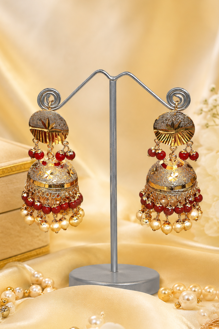 Timeless punjabi gold plated dome jhumka earrings