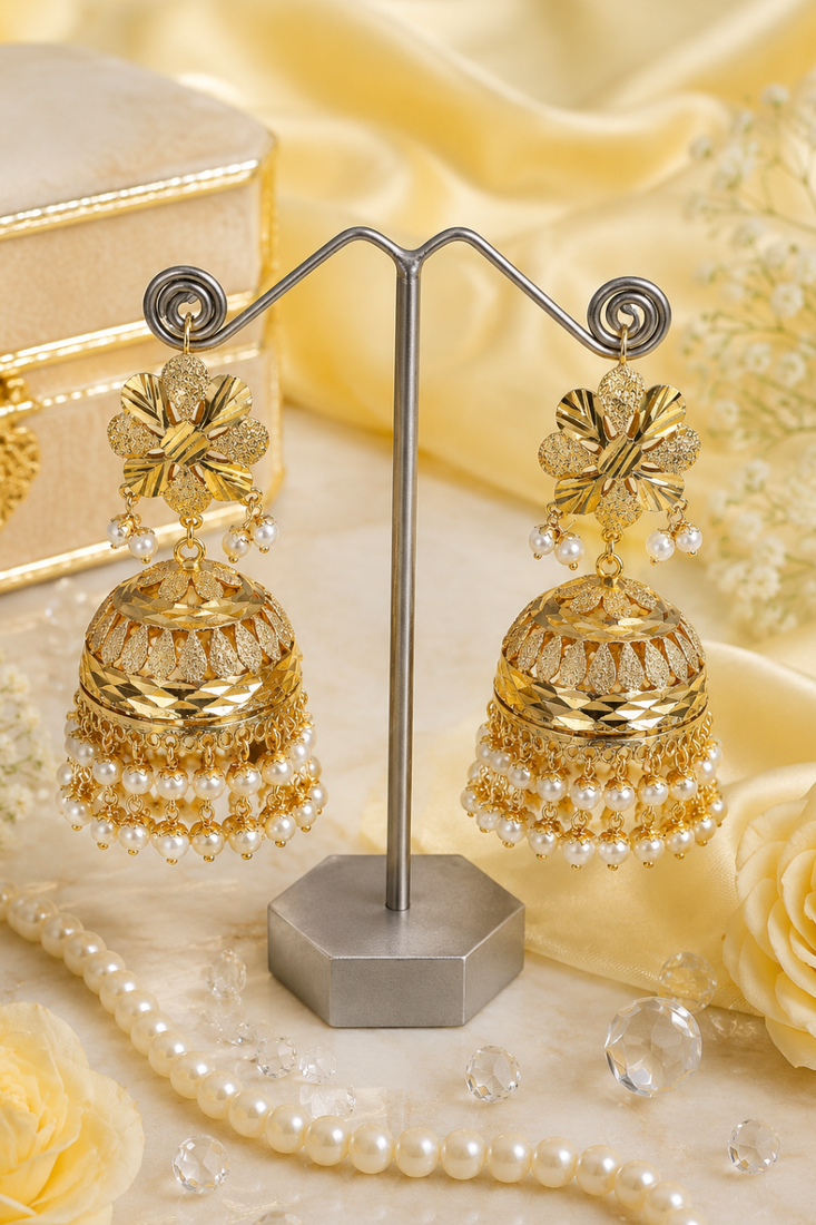 Grand heritage gold plated punjabi jhumka earrings