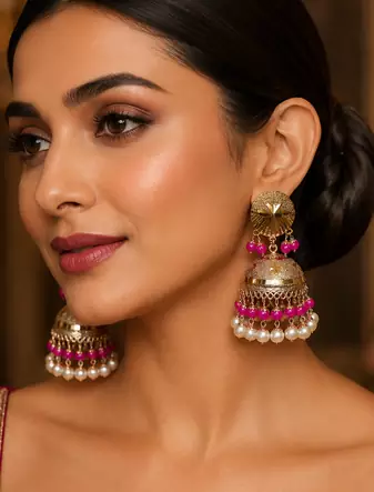 Traditional Gold Plated Punjabi Bell Jhumka Earrings