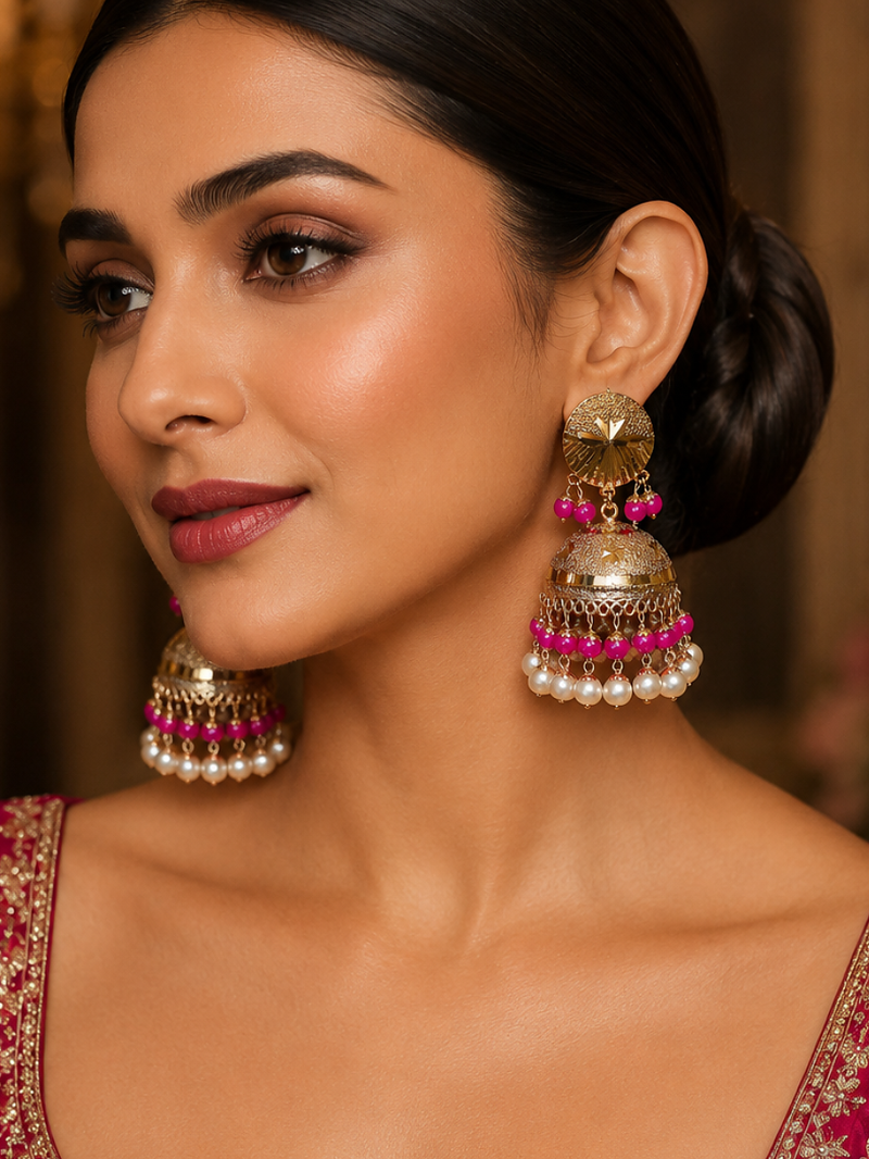Traditional Gold Plated Punjabi Bell Jhumka Earrings