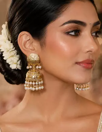 Heritage gold plated punjabi jhumka earrings