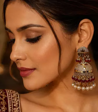 Timeless punjabi gold plated dome jhumka earrings