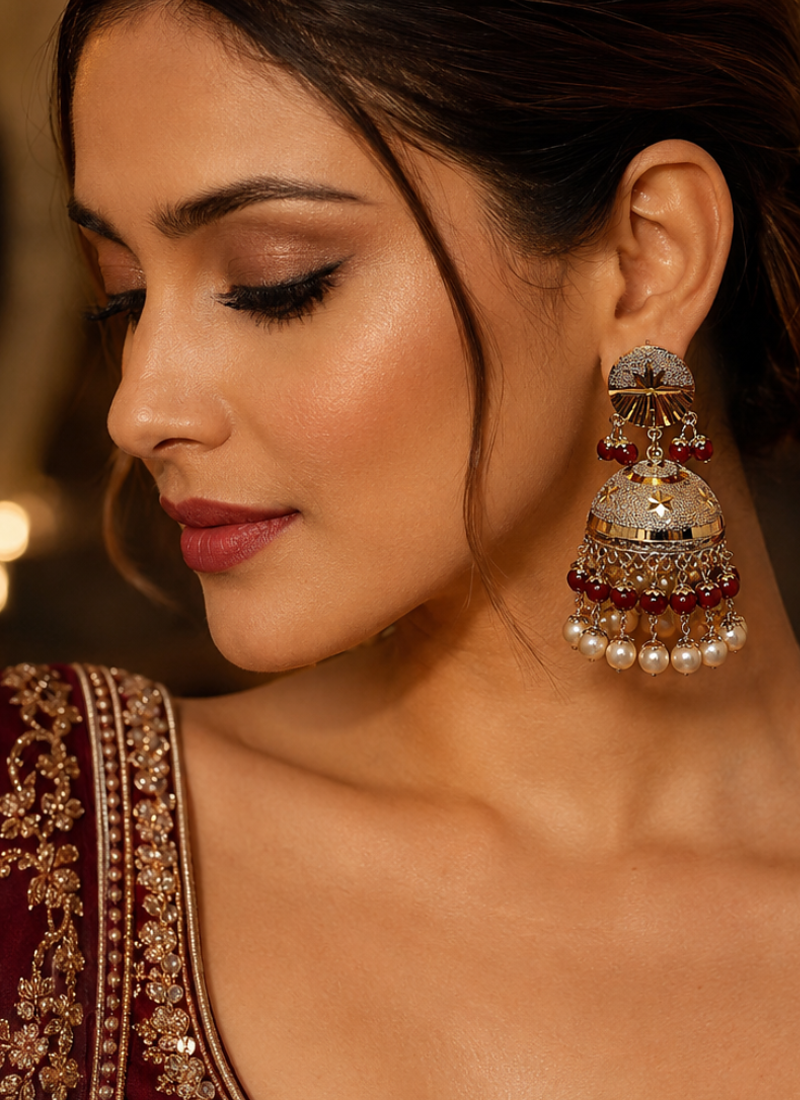 Timeless punjabi gold plated dome jhumka earrings