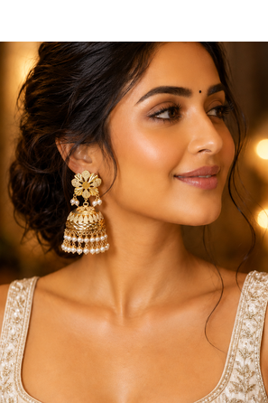 Grand heritage gold plated punjabi jhumka earrings 3